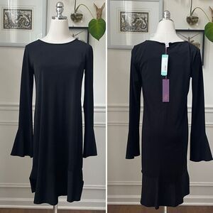 NWT Truly Poppy Stitch Fix Black Trumpet Sleeve Dress S